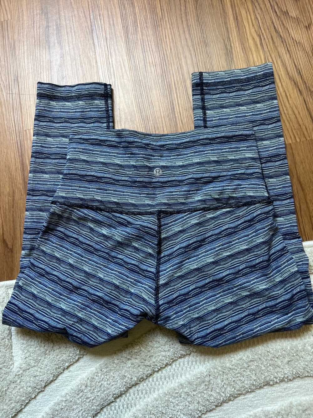lululemon athletica Navy and Light Blue Striped Leggings